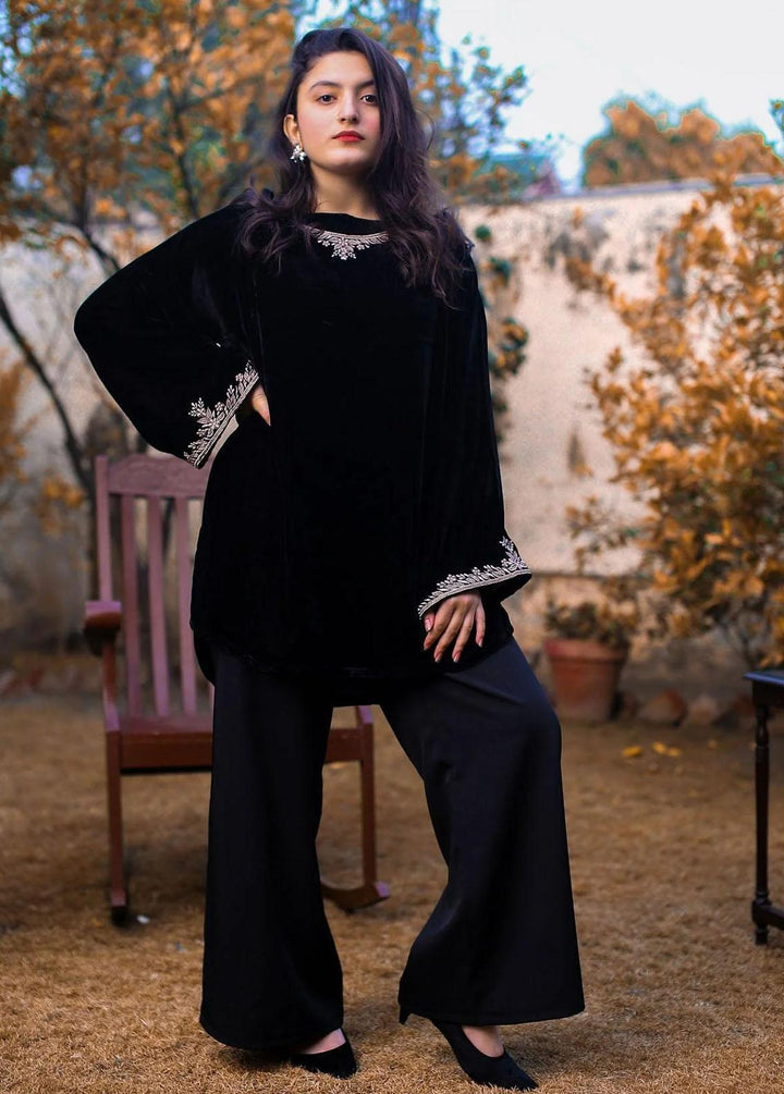 PSK Couture Pret Premium Velvet 3 Piece Suit MIDNIGHT BLACK