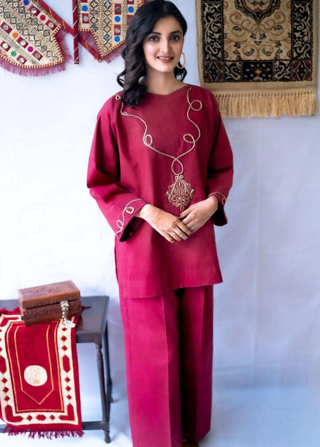 PSK Couture Pret Premium Karandi 2 Piece Suit THE FLAMINGO