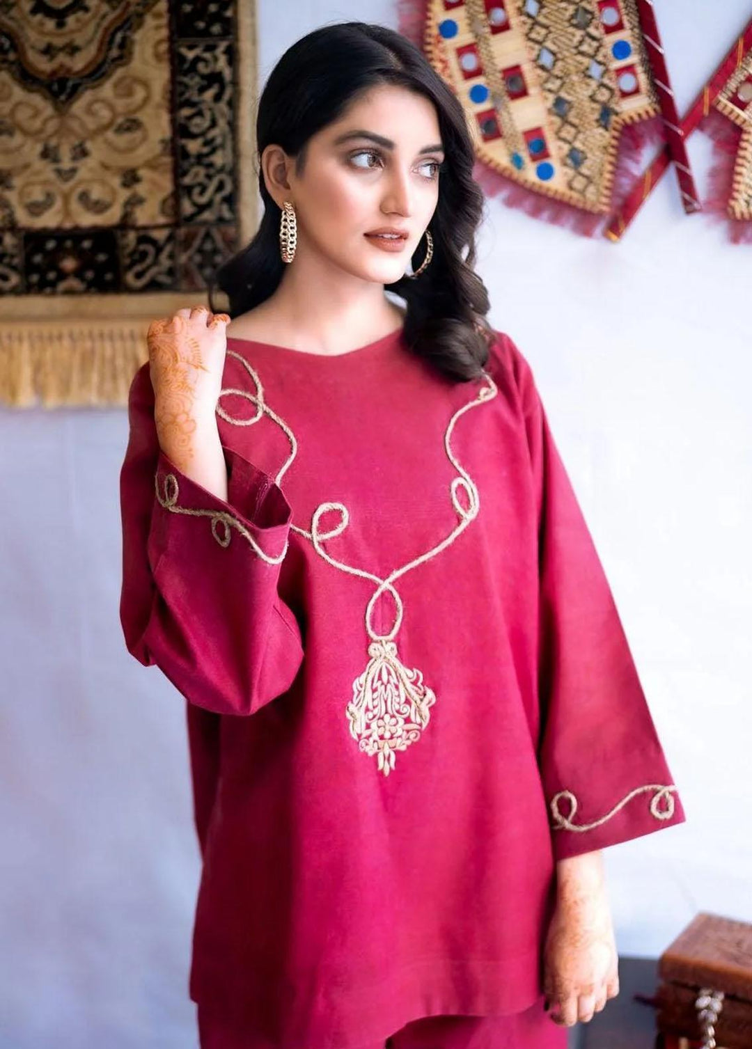 PSK Couture Pret Premium Karandi 2 Piece Suit THE FLAMINGO