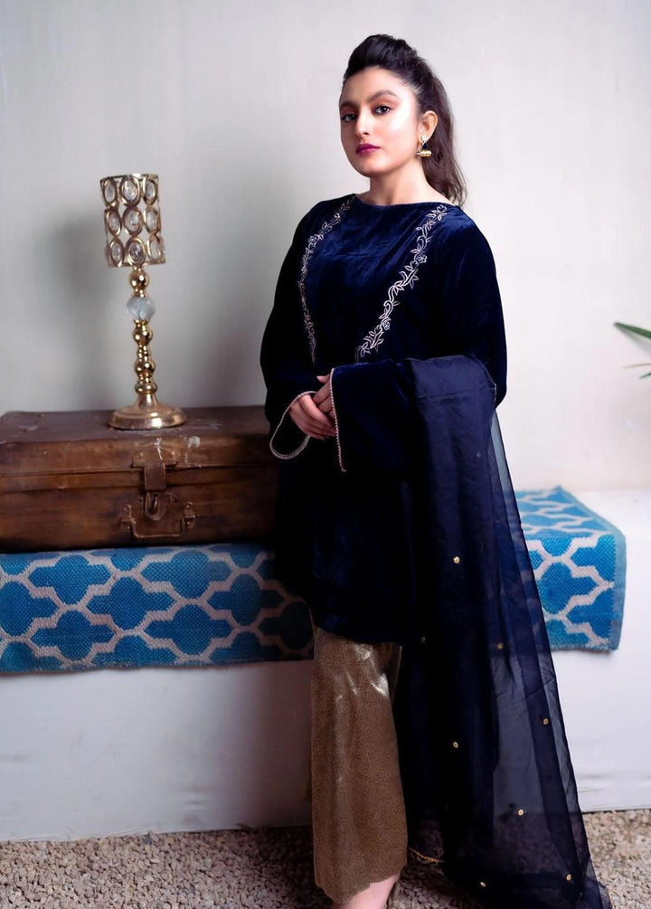 PSK Couture Pret Premium Velvet 3 Piece Suit THE PEACOCK