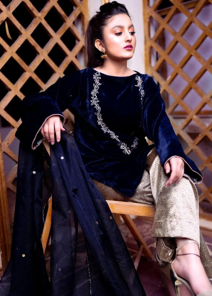 PSK Couture Pret Premium Velvet 3 Piece Suit THE PEACOCK