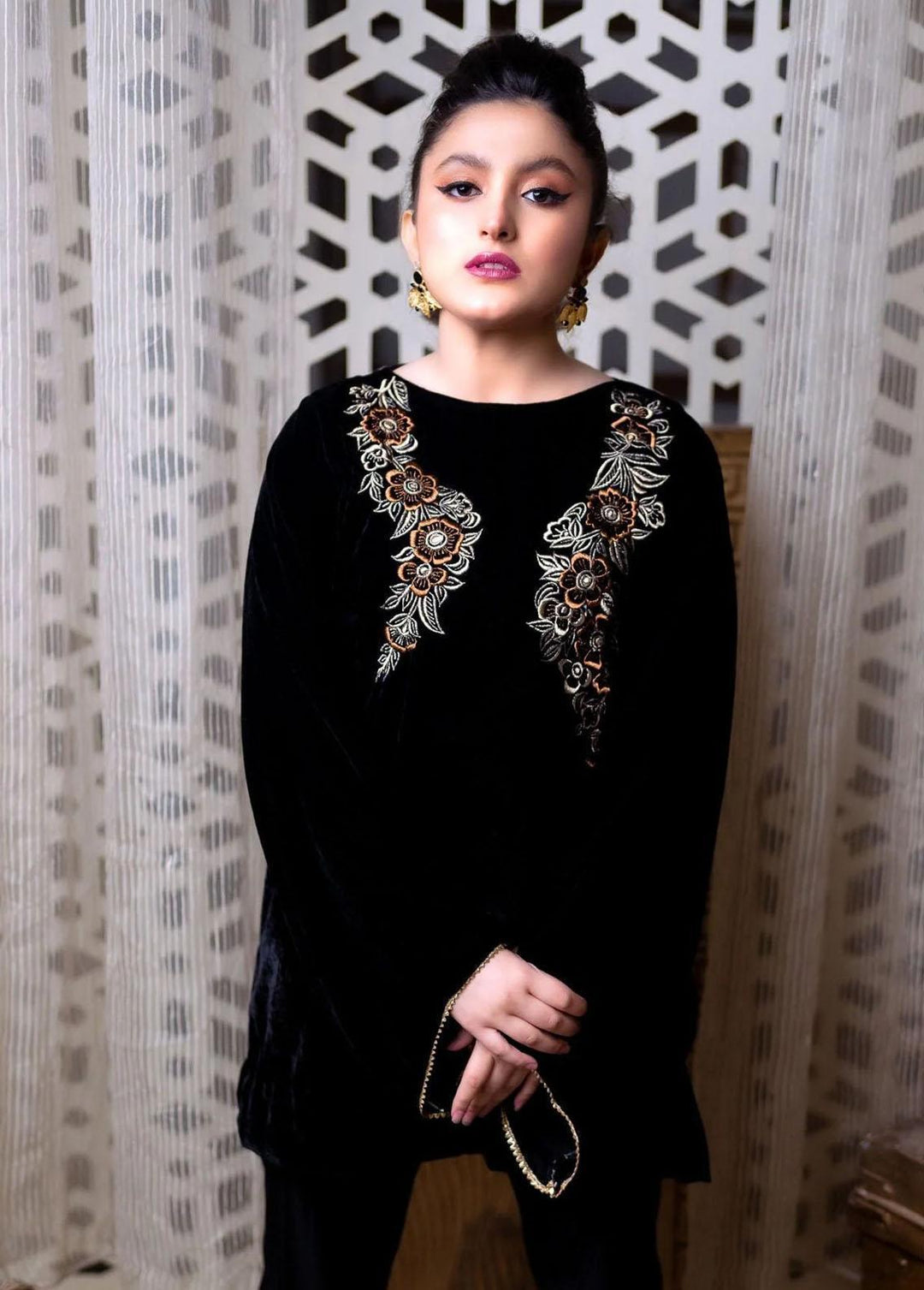 PSK Couture Pret Premium Velvet 3 Piece Suit THE RAVEN