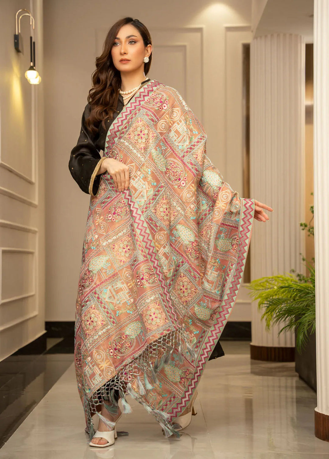 Wisaah by Zouj Missouri Shawl ZJ24WS Mushk M - Winter Collection