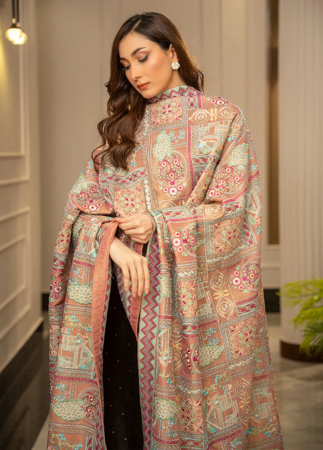 Wisaah by Zouj Missouri Shawl ZJ24WS Mushk M - Winter Collection