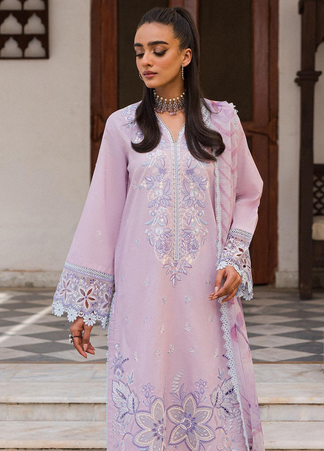 Wisteria By Roheenaz Embroidered Lawn Suits Unstitched 3 Piece RNZ23W RUNSS23024A Diba - Spring / Summer Collection