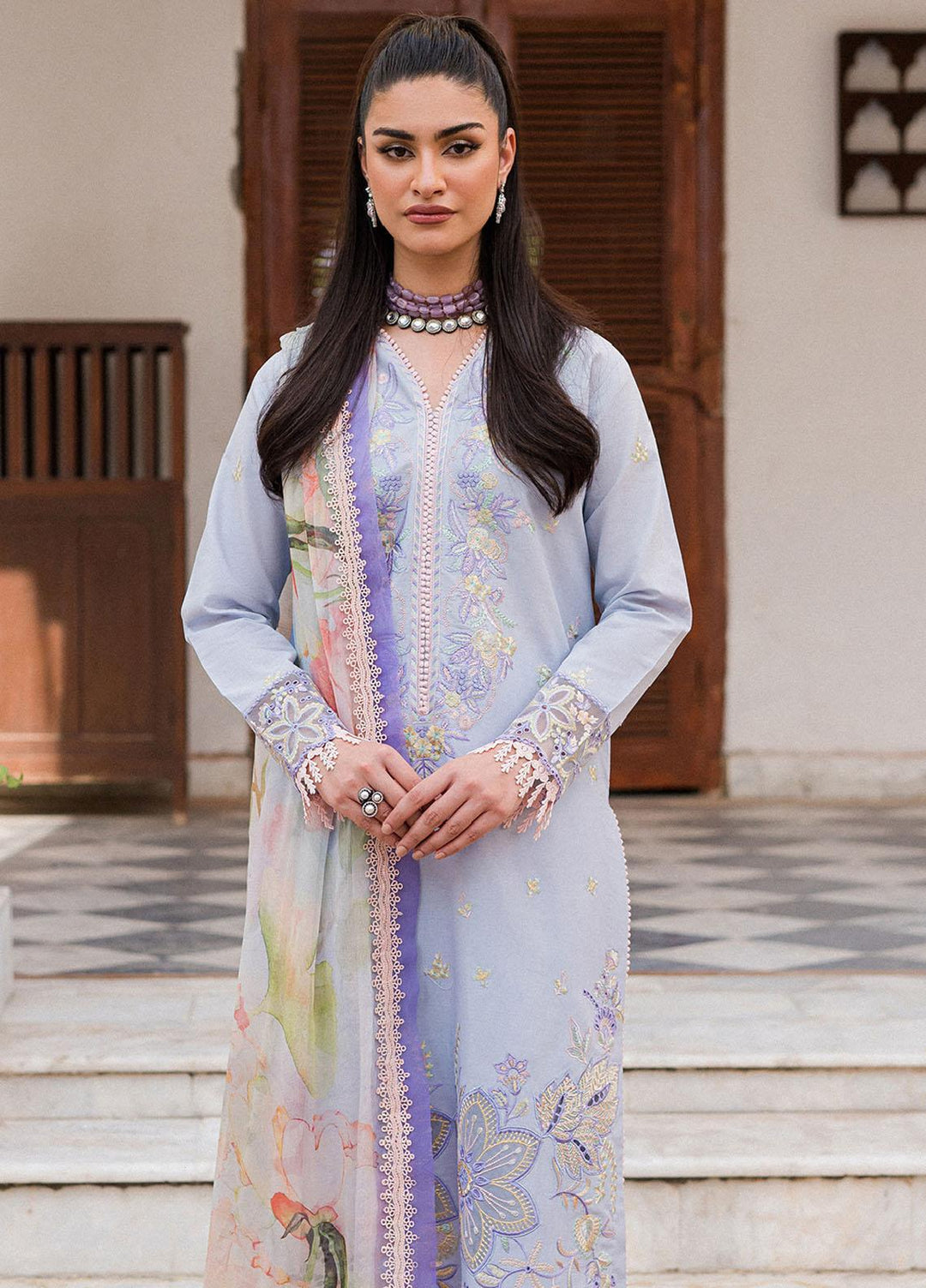 Wisteria By Roheenaz Embroidered Lawn Suits Unstitched 3 Piece RNZ23W RUNSS23024B Farah - Spring / Summer Collection