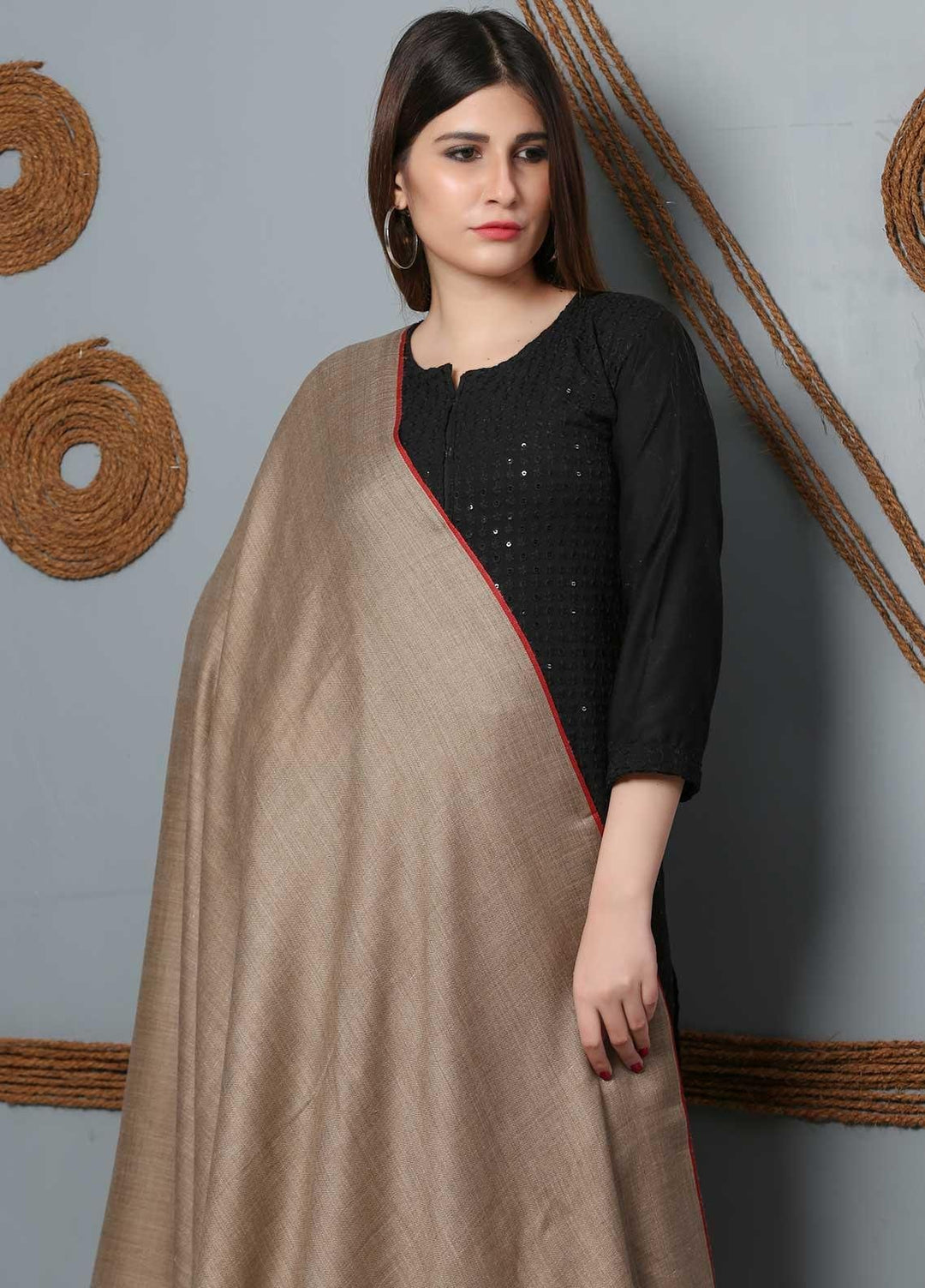 Sanaulla Exclusive Range Plain Woolen  Shawl SU21SH 334163 - Woolen Shawls