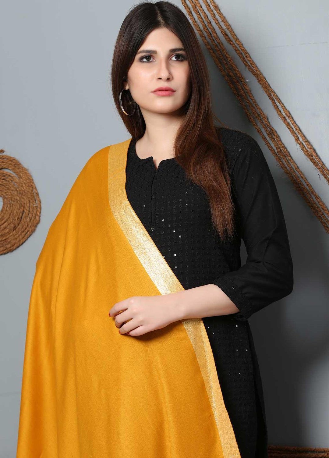 Sanaulla Exclusive Range Plain Woolen  Shawl SU21SH 334185 - Woolen Shawls