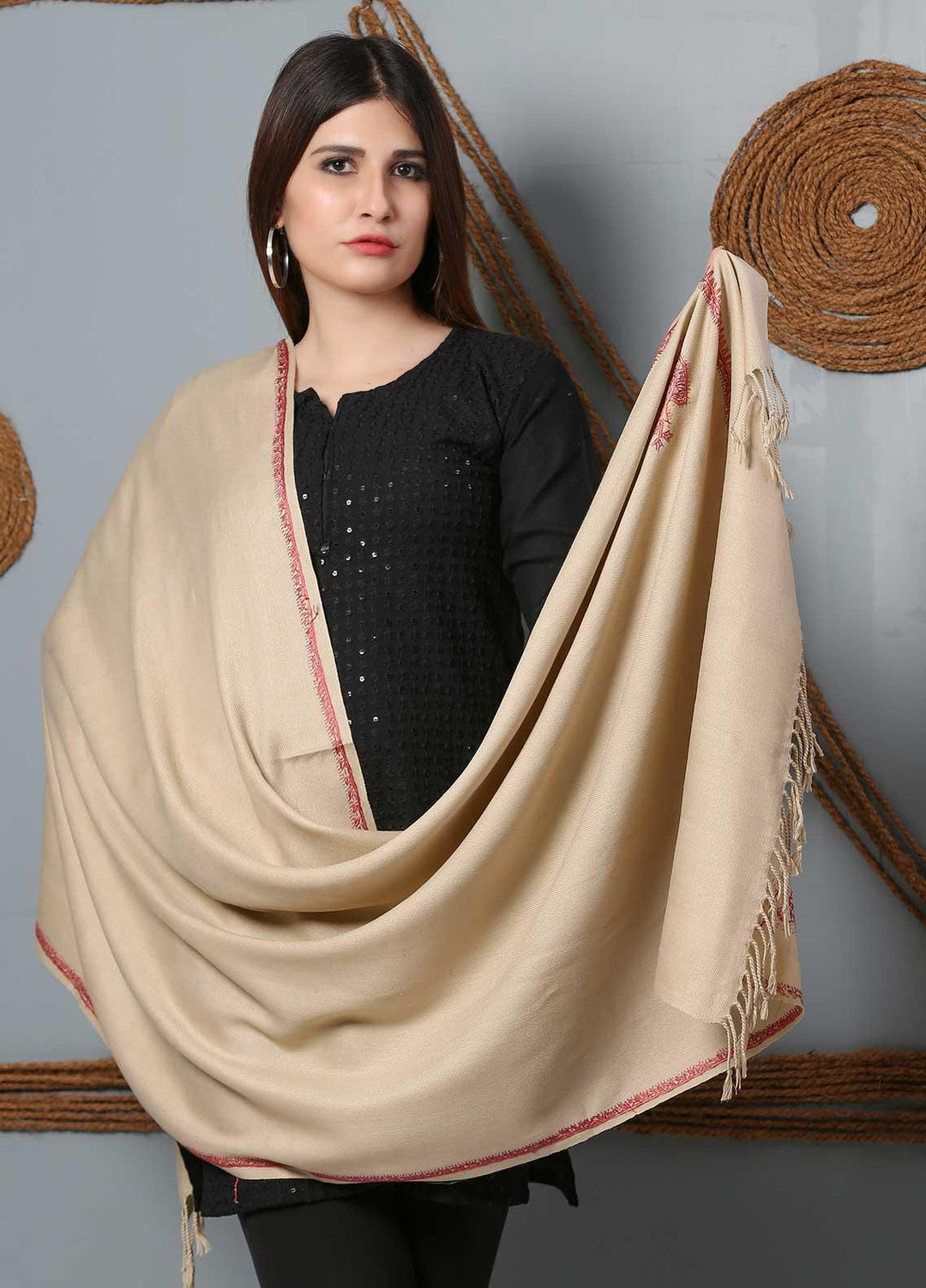 Sanaulla Exclusive Range Embroidered Woolen  Shawl SU21SH 334192 - Woolen Shawls