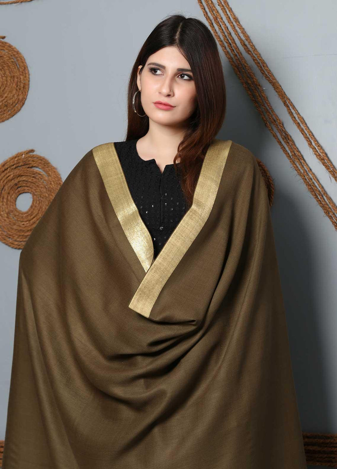 Sanaulla Exclusive Range Embroidered Woolen  Shawl SU21SH 334195 - Woolen Shawls
