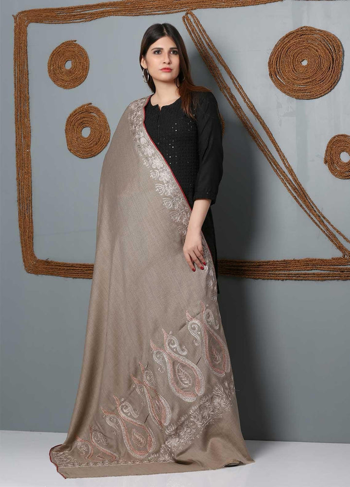 Sanaulla Exclusive Range Embroidered Woolen  Shawl SU21SH 334225 - Woolen Shawls