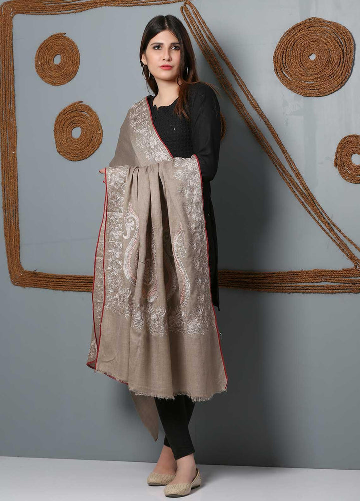 Sanaulla Exclusive Range Embroidered Woolen  Shawl SU21SH 334225 - Woolen Shawls