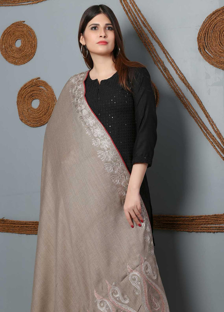 Sanaulla Exclusive Range Embroidered Woolen  Shawl SU21SH 334225 - Woolen Shawls