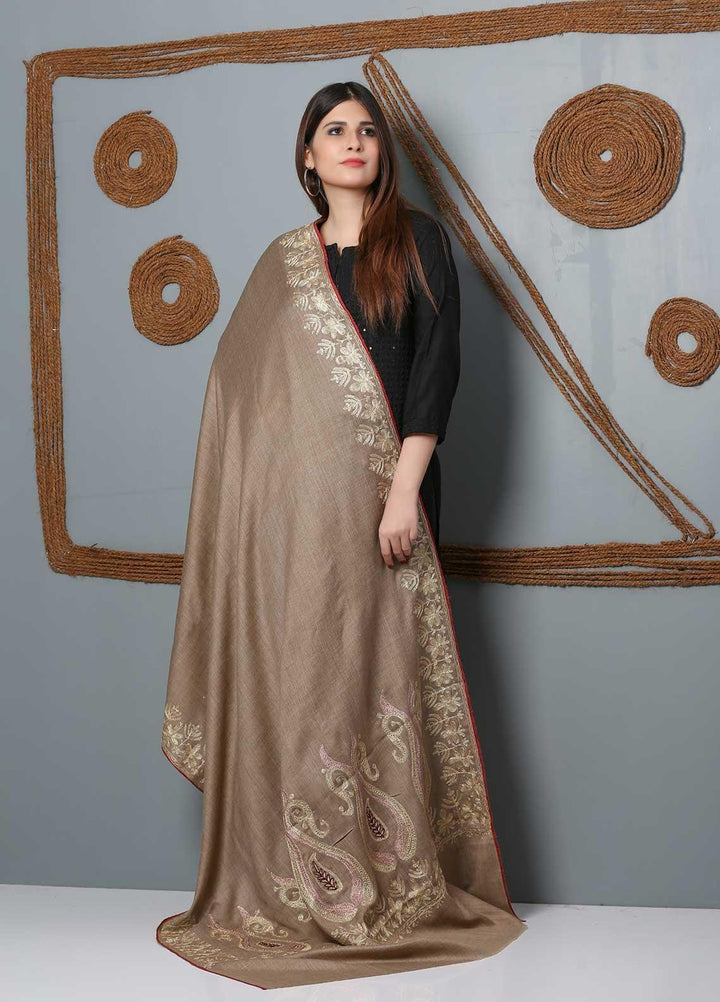 Sanaulla Exclusive Range Embroidered Woolen  Shawl SU21SH 334228 - Woolen Shawls