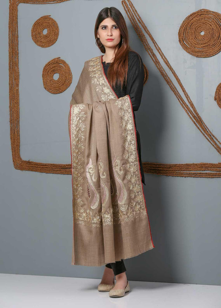 Sanaulla Exclusive Range Embroidered Woolen  Shawl SU21SH 334228 - Woolen Shawls