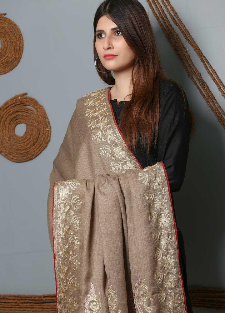 Sanaulla Exclusive Range Embroidered Woolen  Shawl SU21SH 334228 - Woolen Shawls