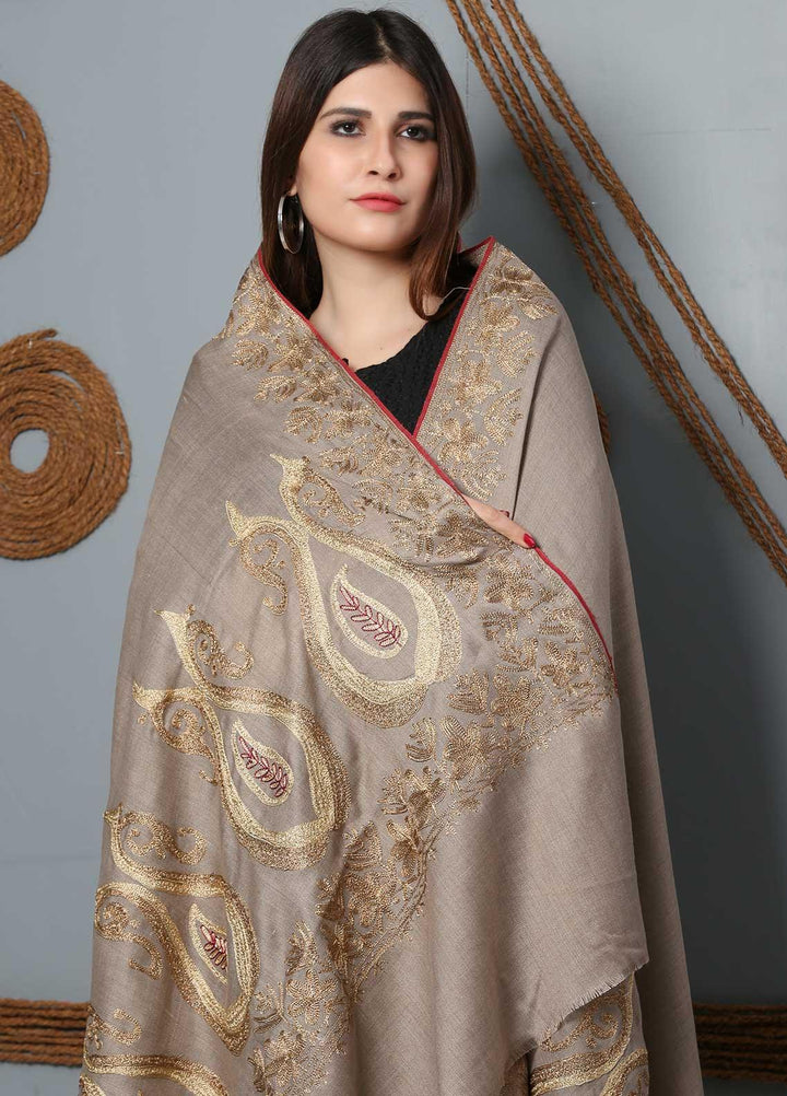 Sanaulla Exclusive Range Embroidered Woolen  Shawl SU21SH 334229 - Woolen Shawls