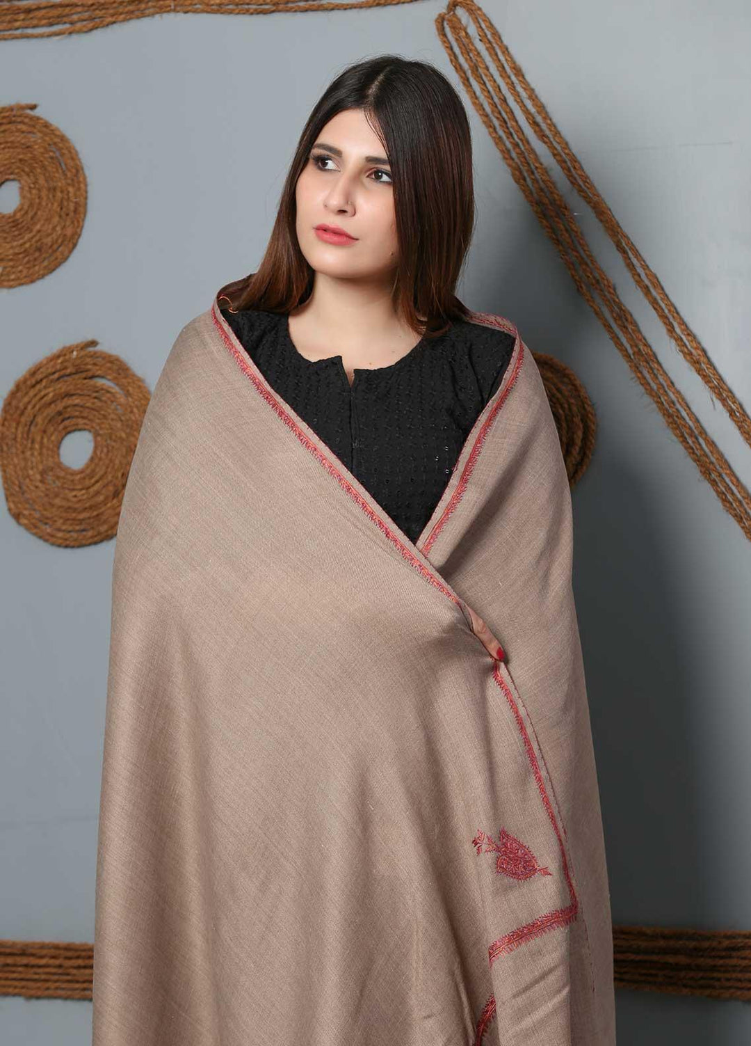 Sanaulla Exclusive Range Embroidered Woolen  Shawl SU21SH 334238 - Woolen Shawls