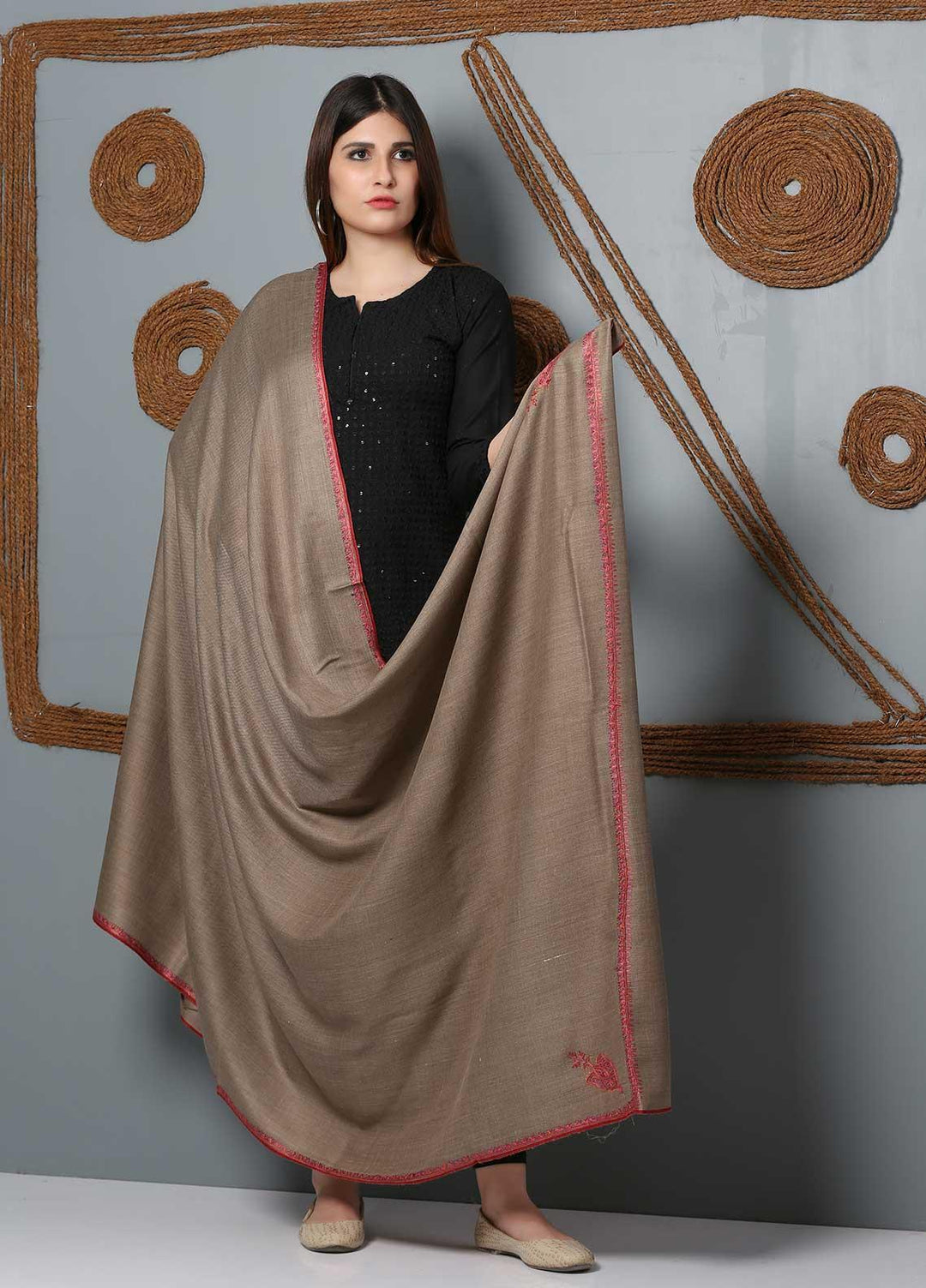 Sanaulla Exclusive Range Embroidered Woolen  Shawl SU21SH 334239 - Woolen Shawls