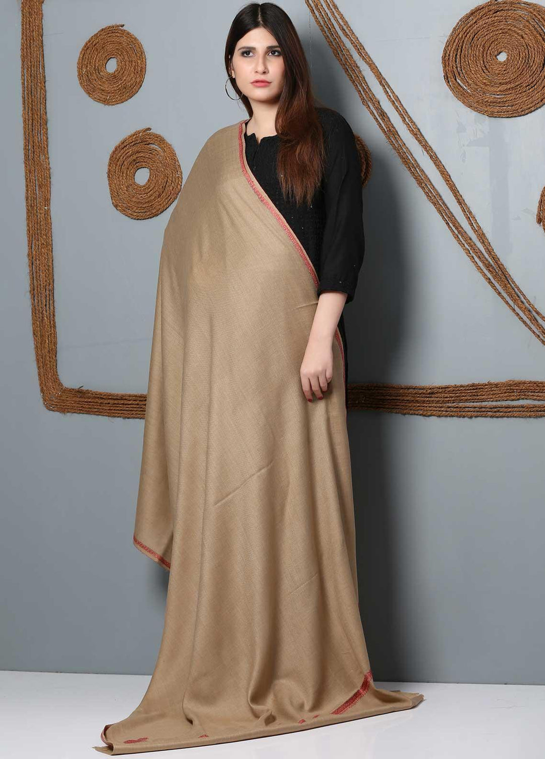 Sanaulla Exclusive Range Embroidered Woolen  Shawl SU21SH 334241 - Woolen Shawls