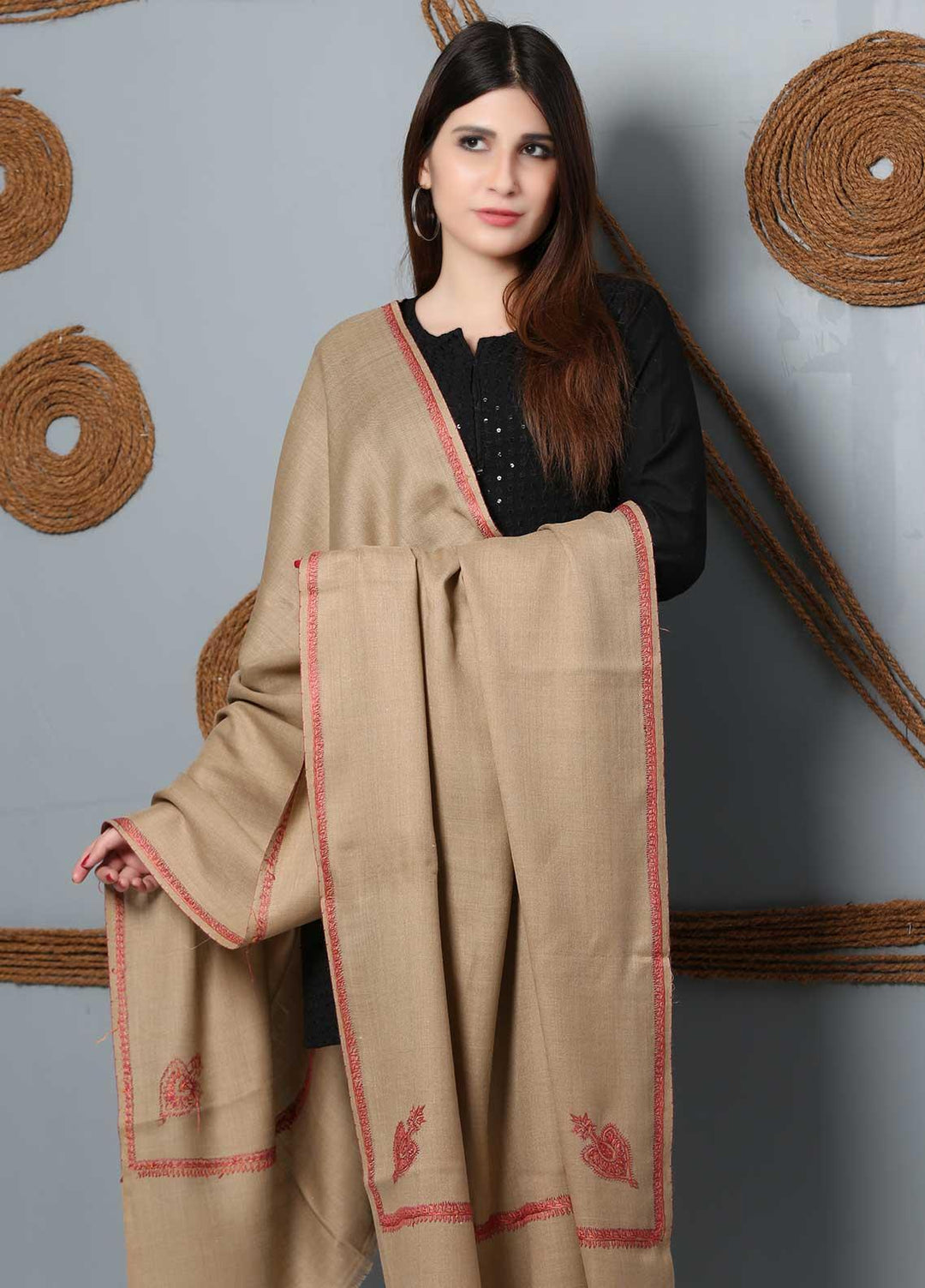 Sanaulla Exclusive Range Embroidered Woolen  Shawl SU21SH 334241 - Woolen Shawls