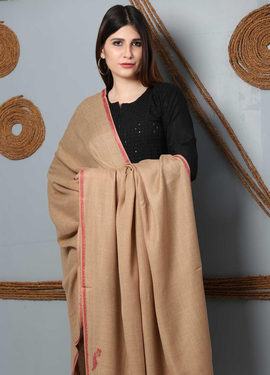 Sanaulla Exclusive Range Embroidered Woolen  Shawl SU21SH 334242 - Woolen Shawls