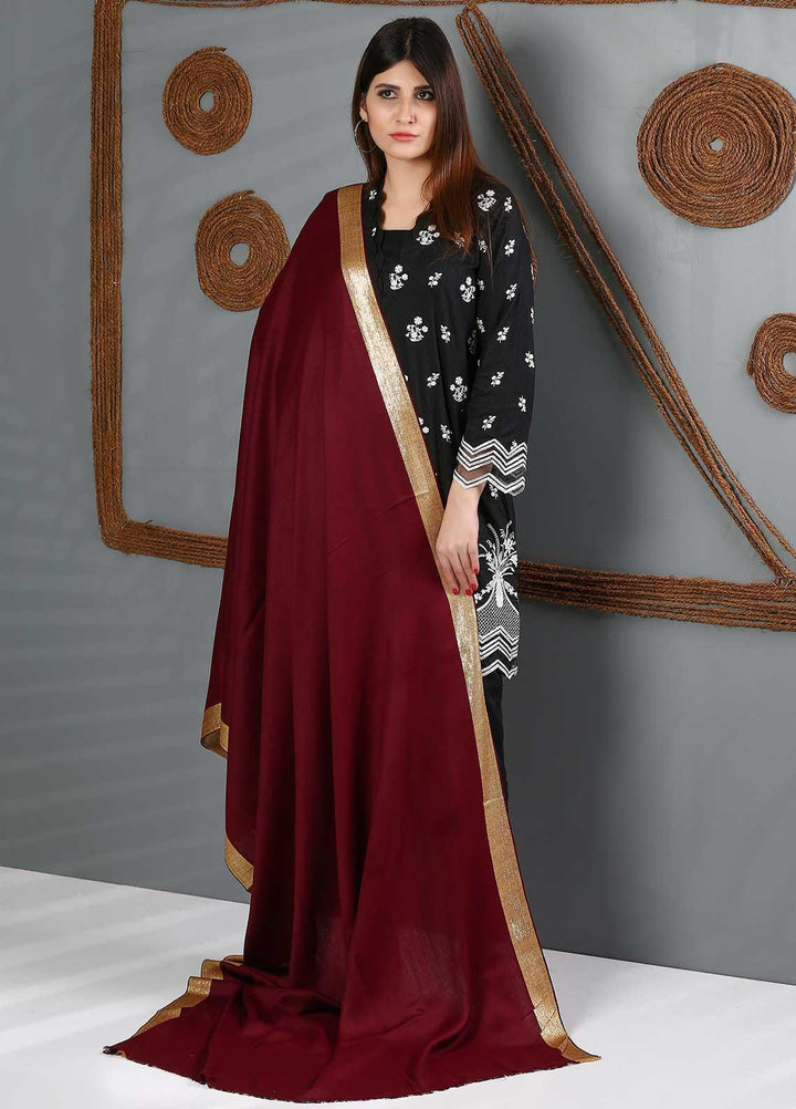 Sanaulla Exclusive Range Embroidered Woolen  Shawl SU21WS 334177 - Woolen Shawls