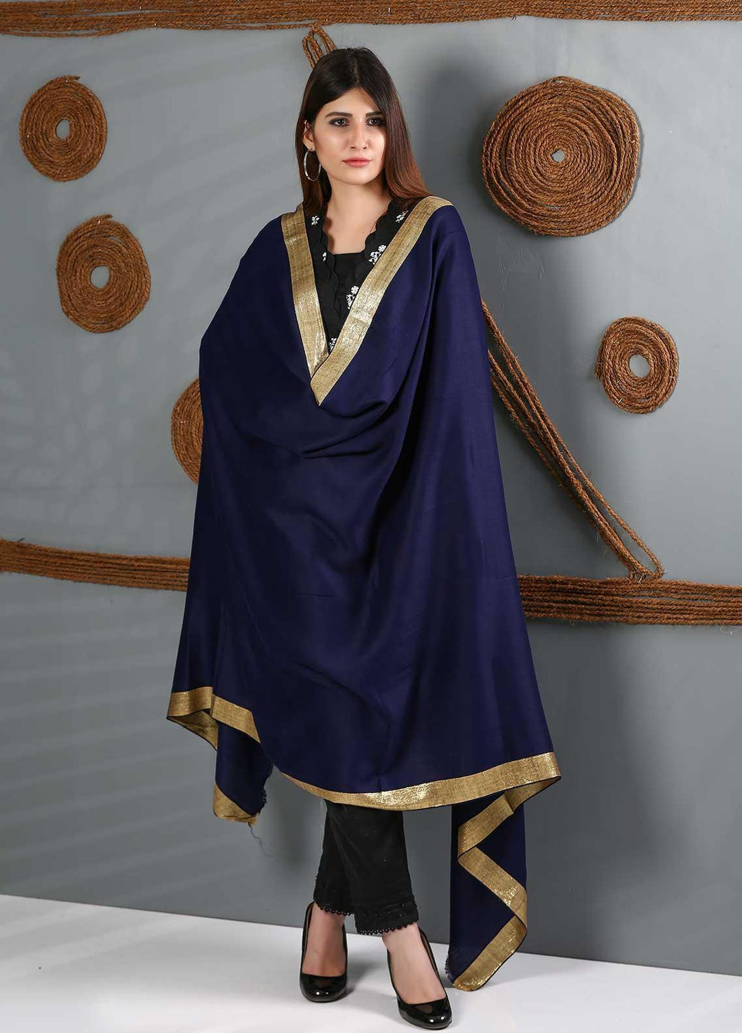 Sanaulla Exclusive Range Embroidered Woolen  Shawl SU21WS 334182 - Woolen Shawls