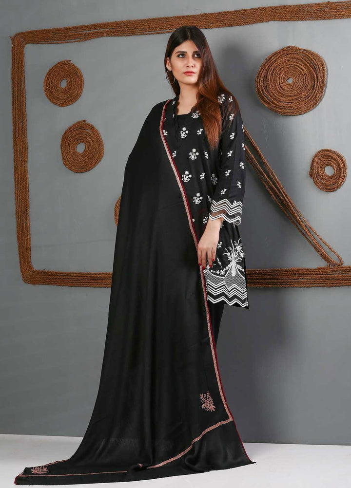 Sanaulla Exclusive Range Embroidered Woolen  Shawl SU21WS 334200 - Woolen Shawls