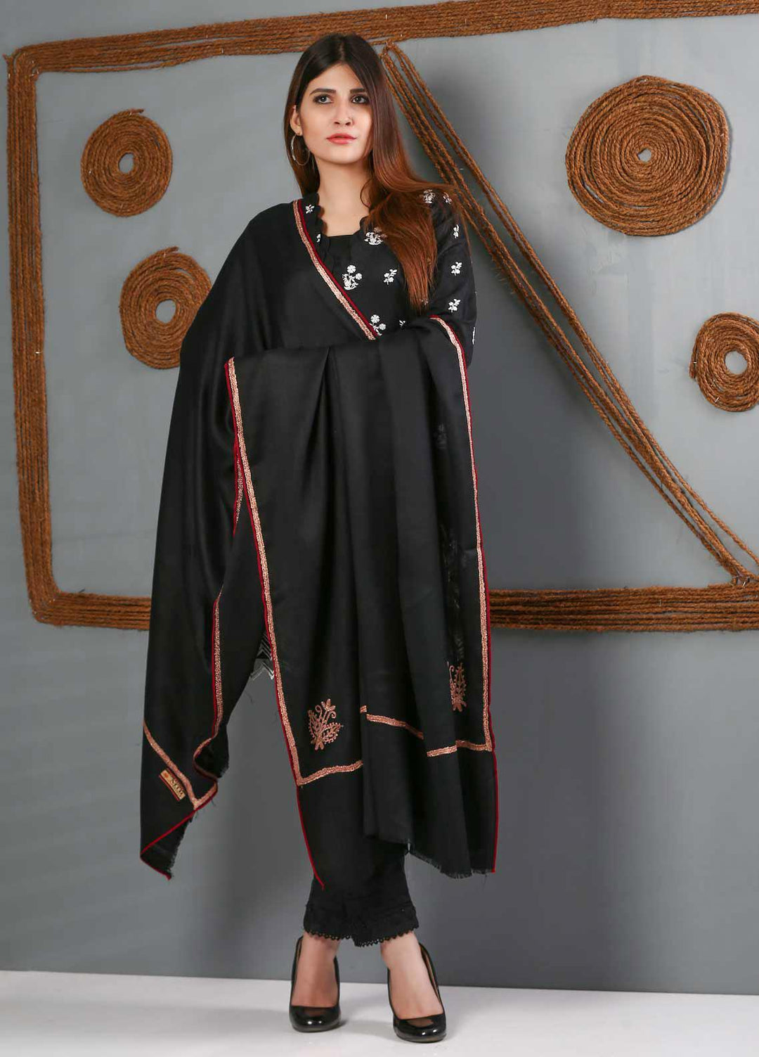 Sanaulla Exclusive Range Embroidered Woolen  Shawl SU21WS 334200 - Woolen Shawls