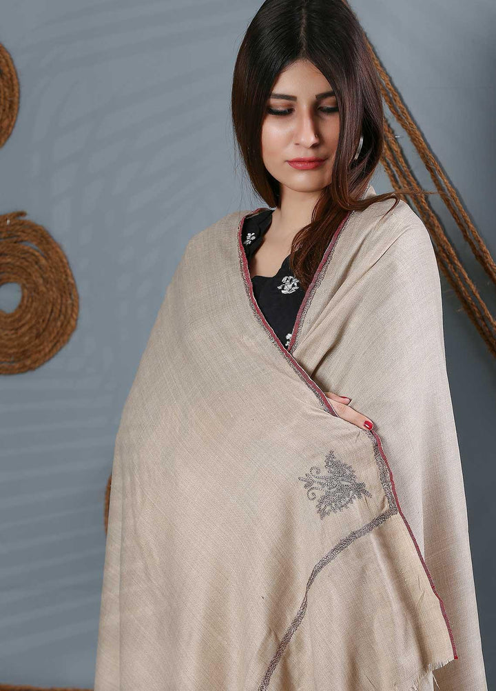 Sanaulla Exclusive Range Embroidered Woolen  Shawl SU21WS 334201 - Woolen Shawls