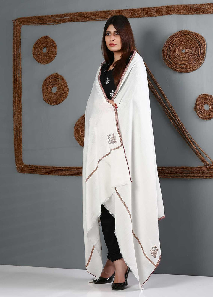 Sanaulla Exclusive Range Embroidered Woolen  Shawl SU21WS 334203 - Woolen Shawls