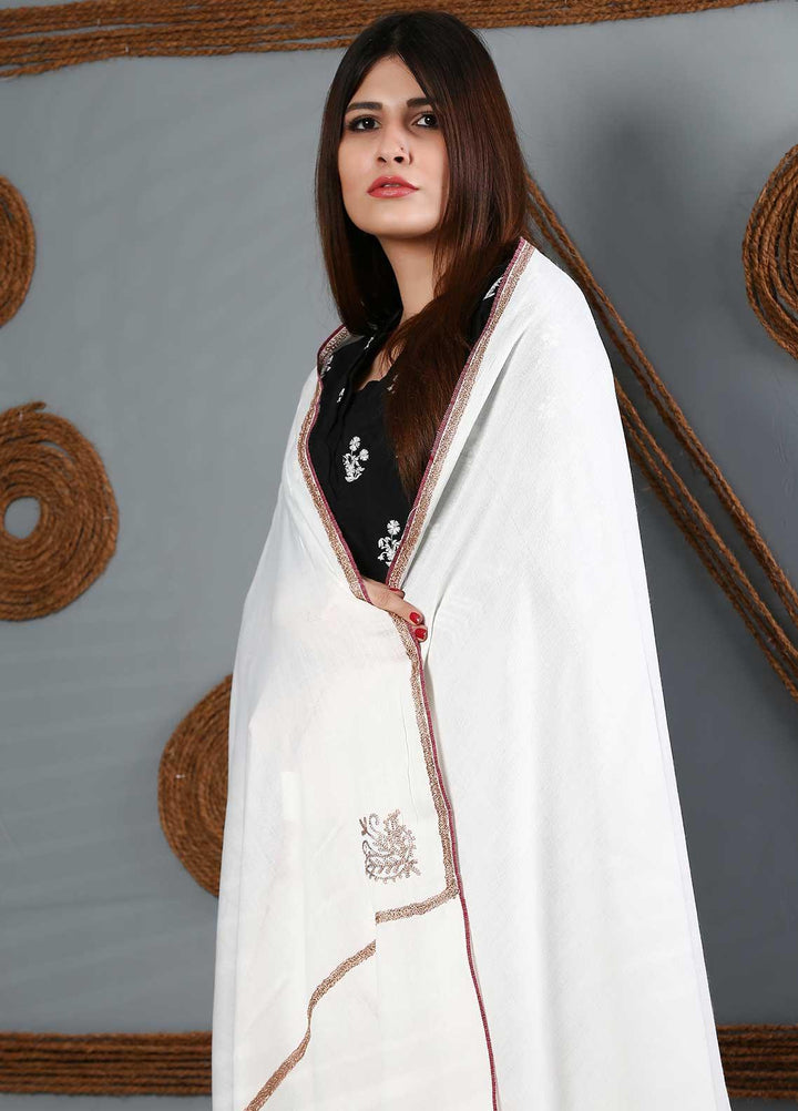 Sanaulla Exclusive Range Embroidered Woolen  Shawl SU21WS 334203 - Woolen Shawls