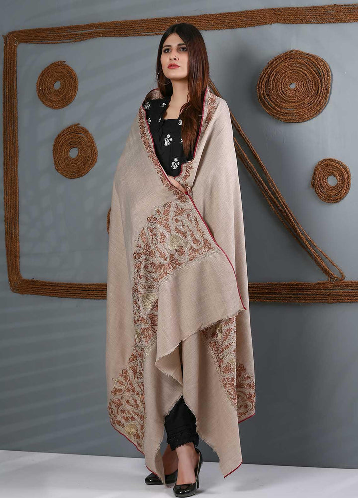 Sanaulla Exclusive Range Embroidered Woolen  Shawl SU21WS 334207 - Woolen Shawls