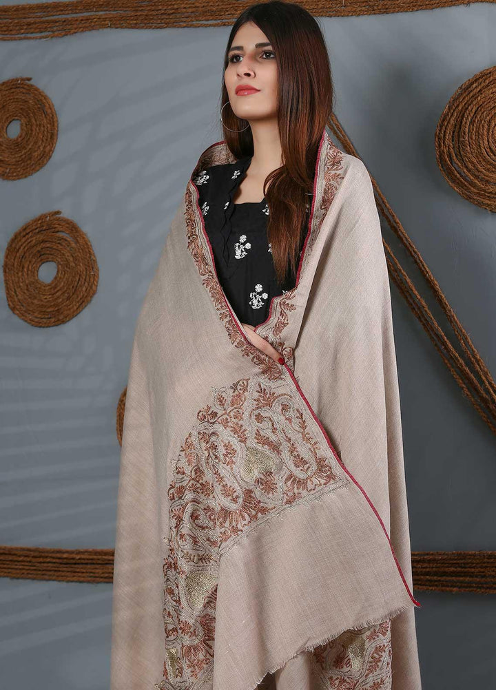 Sanaulla Exclusive Range Embroidered Woolen  Shawl SU21WS 334207 - Woolen Shawls