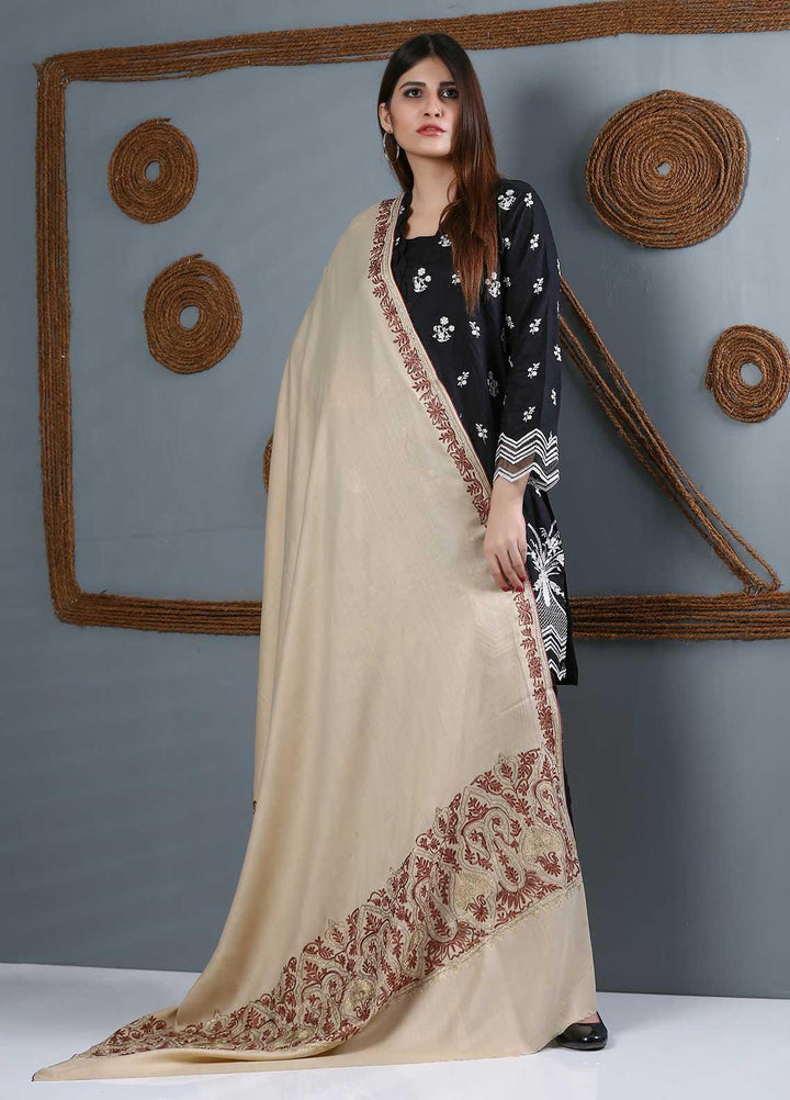 Sanaulla Exclusive Range Embroidered Woolen  Shawl SU21WS 334208 - Woolen Shawls