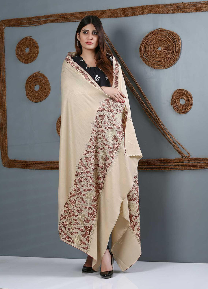 Sanaulla Exclusive Range Embroidered Woolen  Shawl SU21WS 334208 - Woolen Shawls