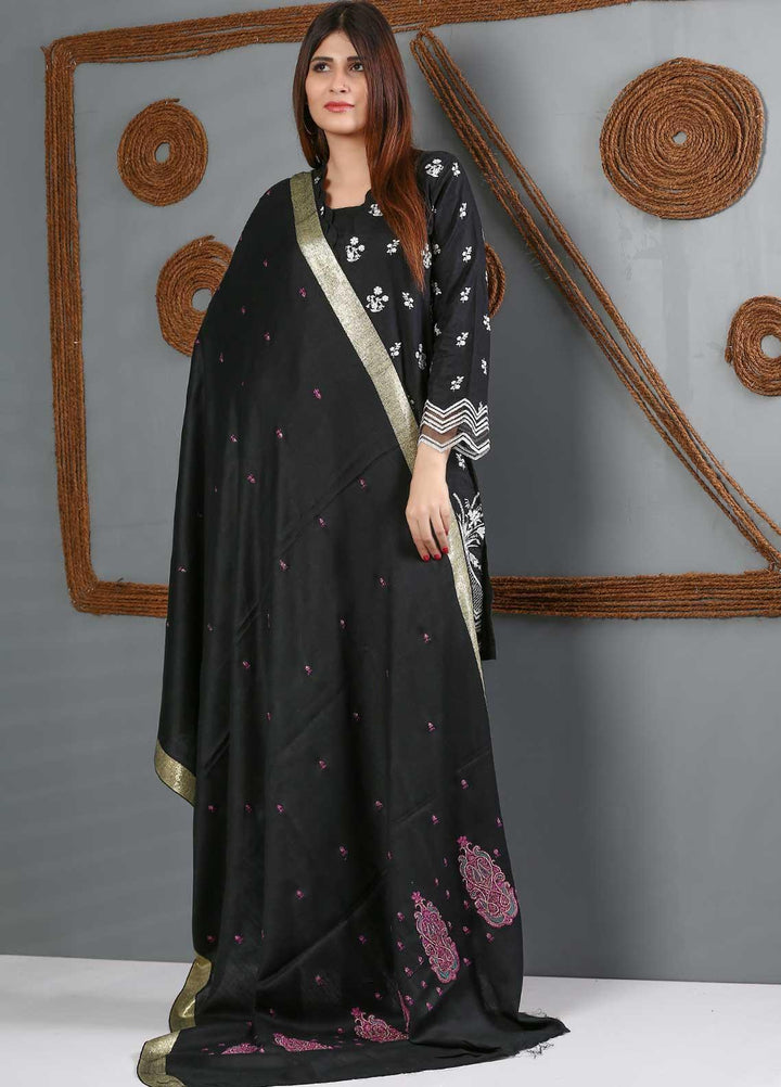 Sanaulla Exclusive Range Embroidered Woolen  Shawl SU21WS 334210 - Woolen Shawls