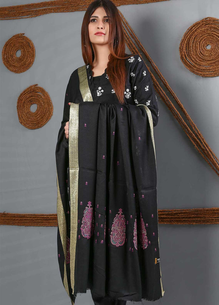 Sanaulla Exclusive Range Embroidered Woolen  Shawl SU21WS 334210 - Woolen Shawls
