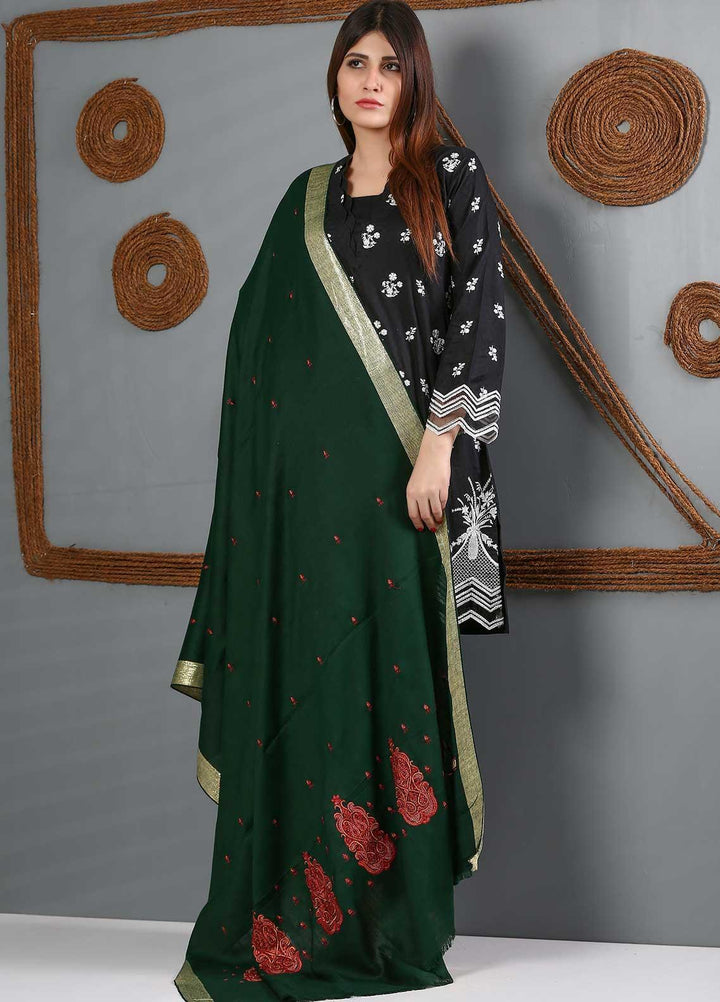 Sanaulla Exclusive Range Embroidered Woolen  Shawl SU21WS 334212 - Woolen Shawls