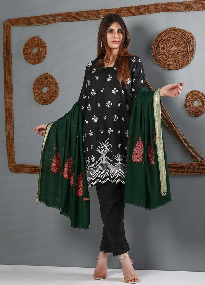 Sanaulla Exclusive Range Embroidered Woolen  Shawl SU21WS 334212 - Woolen Shawls