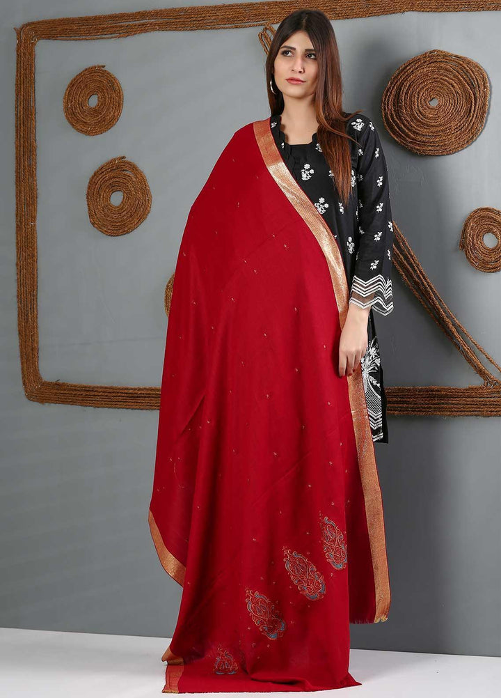Sanaulla Exclusive Range Embroidered Woolen  Shawl SU21WS 334213 - Woolen Shawls