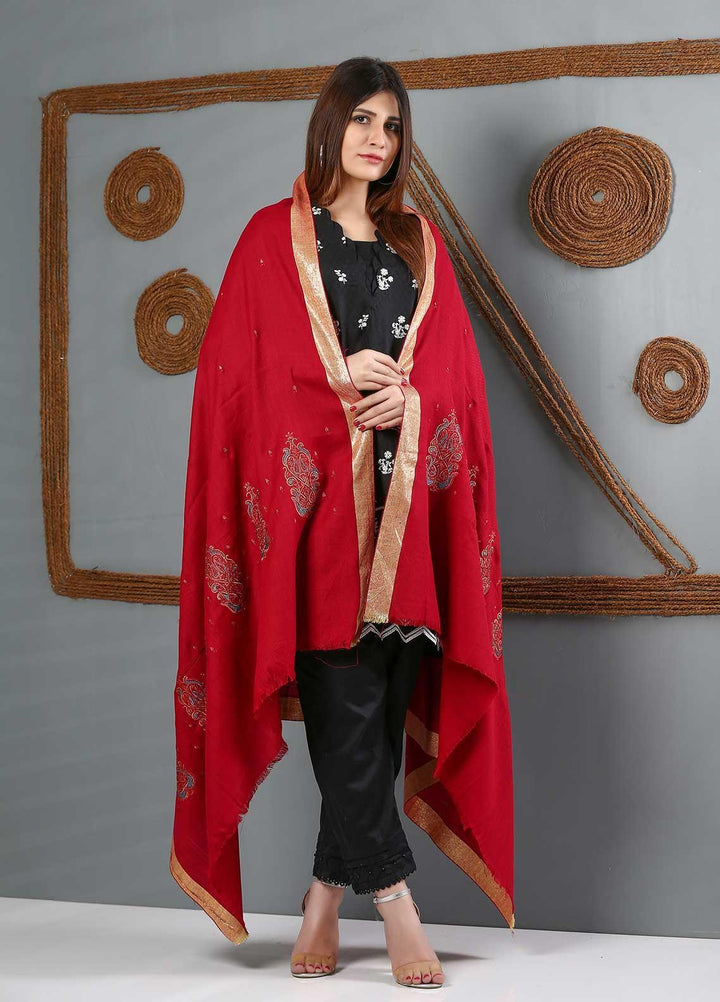Sanaulla Exclusive Range Embroidered Woolen  Shawl SU21WS 334213 - Woolen Shawls