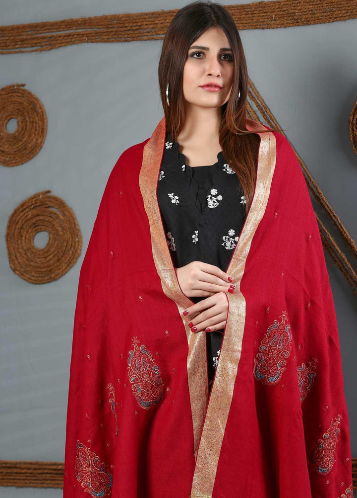 Sanaulla Exclusive Range Embroidered Woolen  Shawl SU21WS 334213 - Woolen Shawls