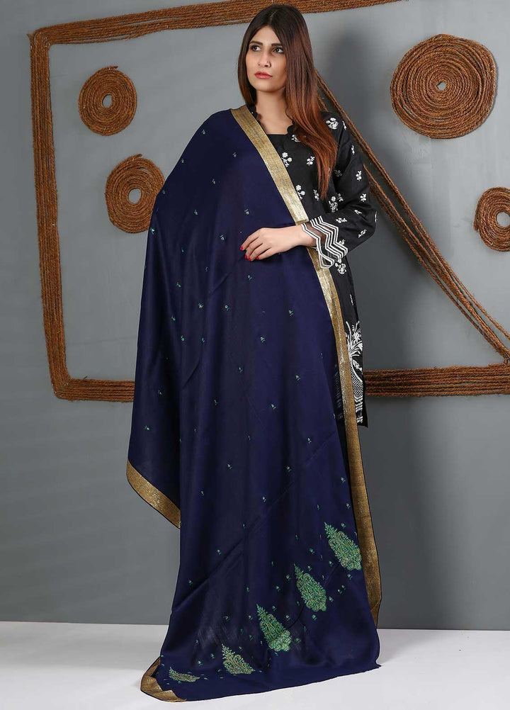 Sanaulla Exclusive Range Embroidered Woolen  Shawl SU21WS 334214 - Woolen Shawls