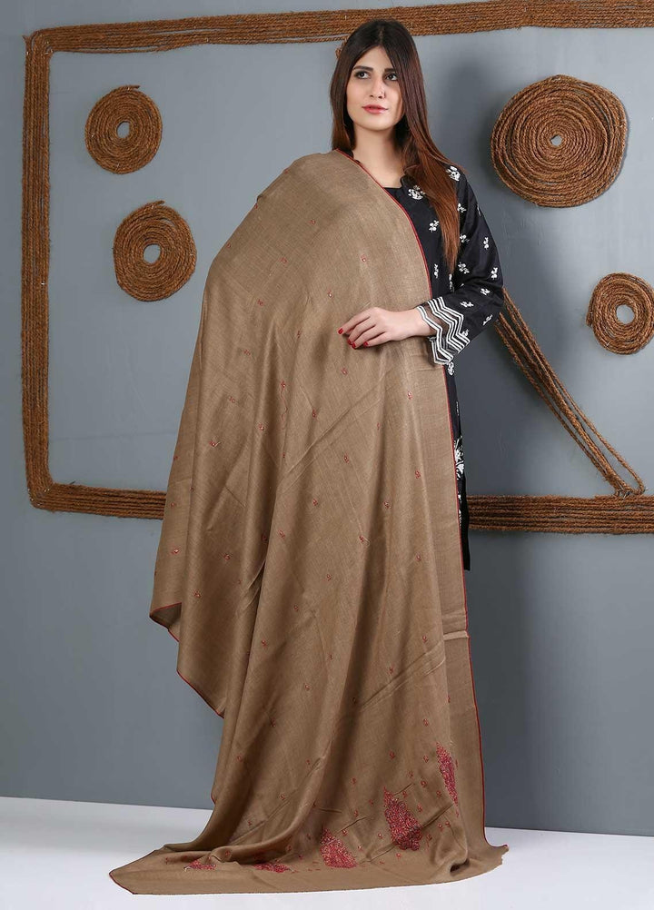 Sanaulla Exclusive Range Embroidered Woolen  Shawl SU21WS 334215 - Woolen Shawls