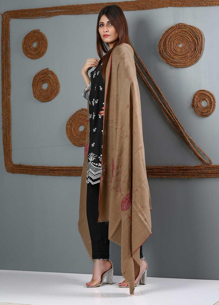 Sanaulla Exclusive Range Embroidered Woolen  Shawl SU21WS 334215 - Woolen Shawls