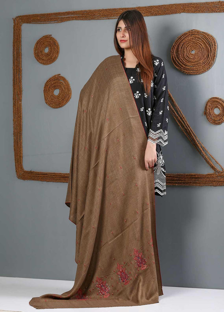 Sanaulla Exclusive Range Embroidered Woolen  Shawl SU21WS 334216 - Woolen Shawls