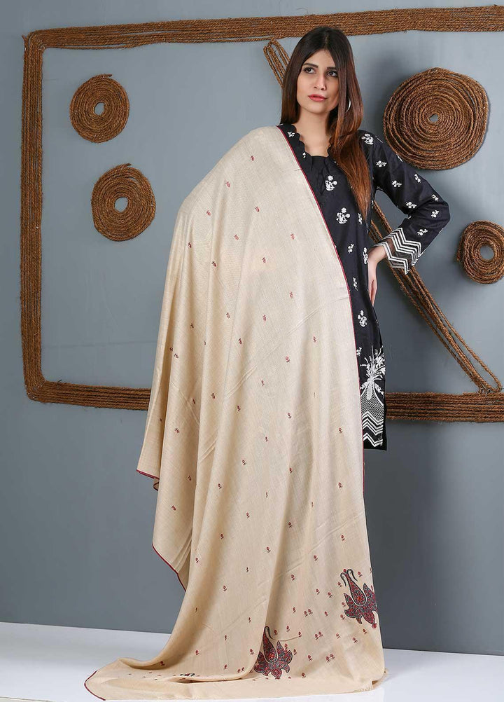 Sanaulla Exclusive Range Embroidered Woolen  Shawl SU21WS 334218 - Woolen Shawls