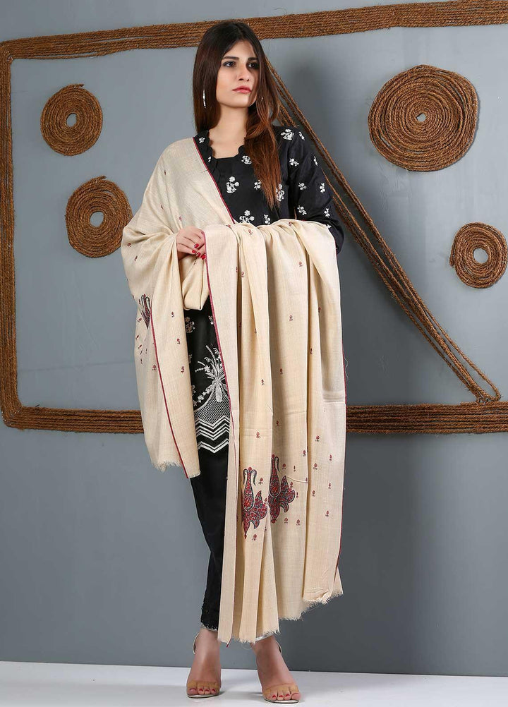 Sanaulla Exclusive Range Embroidered Woolen  Shawl SU21WS 334218 - Woolen Shawls